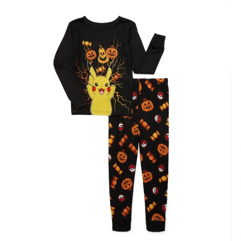 POKEMON GLOW IN THE DARK PAJAMA SET - BLACK SIZE 4 (NEW WITH TAGS)
